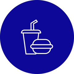 Fast Food Vector Line Blue Circle Icon Design