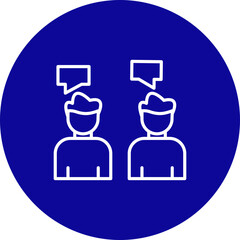 Chatting Vector Line Blue Circle Icon Design