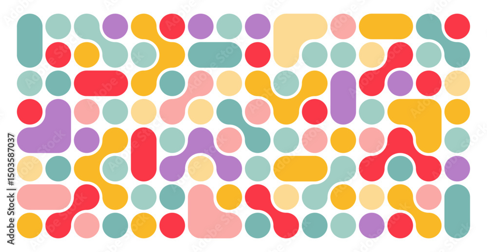 Aufkleber Abstract Geometric Shape Blob Pattern on White Background. Organic Connect Icon Graphic. Vector Circular Grid Graphic Design