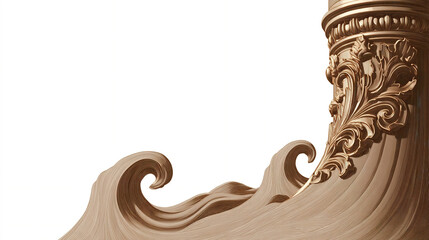 a vector art illustration of a bronze column with a wave design