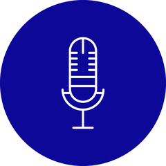 Microphone Vector Line Blue Circle Icon Design