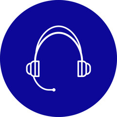 Headphones Vector Line Blue Circle Icon Design