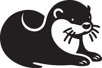 Minimalist Black and White Otter Illustration for Designers
