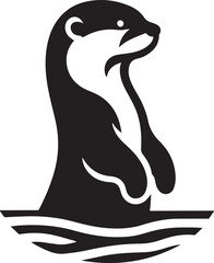 Minimalist Black and White Otter Illustration for Designers