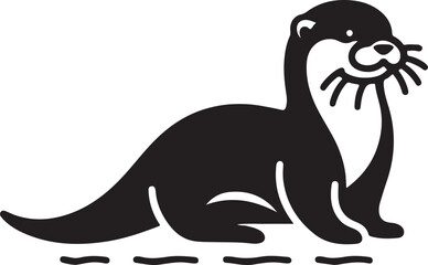 Minimalist Black and White Otter Illustration for Designers