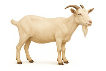 Cream colored goat illustration isolated on white background