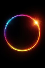 Obraz premium Circular neon glow with vibrant rainbow hues.