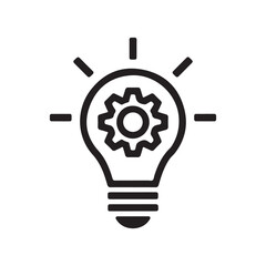 Light bulb icon with gears symbolizing innovation and creative ideas