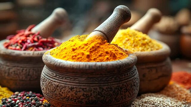Various spices in bowls