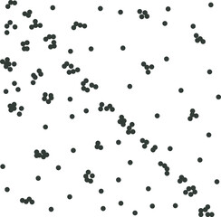 Atoms or molecules are partially scattered across the canvas and accumulate in small clusters diagonally.