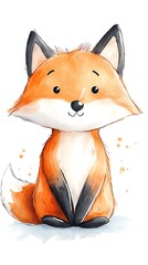 Obraz premium Cute Cartoon Fox Illustration.