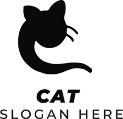 Almost Pure Black Cat Head with Snake Body Vector – Dark and Mysterious Hybrid Design