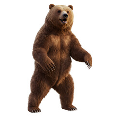 brown grizzly bear standing, isolated background. Generative Ai