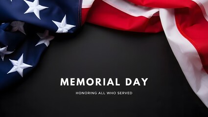 American flag draped on black background memorial day remembrance