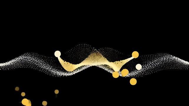 Abstract Golden Wave Particle Flow on Black Background