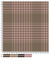 Brown and Pink Plaid Fabric Swatch with Ruler for Scale and Color Reference