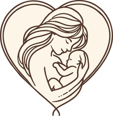Tender Embrace: Mother and Baby in Heart-Shaped Frame