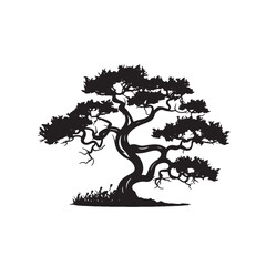 Elegant Tea Tree Silhouette Outline