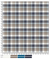 Neutral Plaid Fabric Swatch with Teal Accent and Ruler Markings