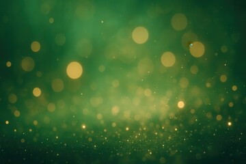 A dreamy green background filled with soft golden bokeh lights, creating a peaceful, sparkling atmosphere perfect for festive themes