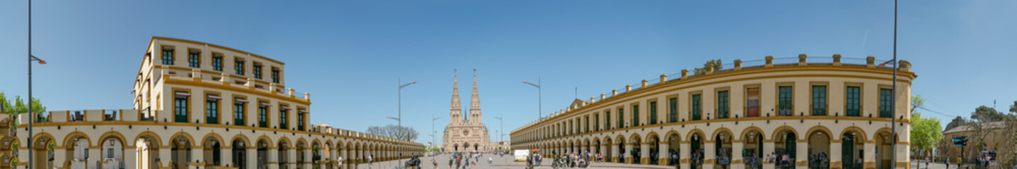 Luján, Province of Buenos Aires. Argentina. December 2024. Panoramic view of the ancient city of Luján in Buenos Aires with the basilica in the background.