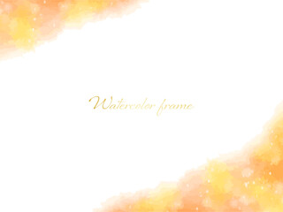 黄色とオレンジのグラデーションが綺麗な水彩フレーム背景イラスト