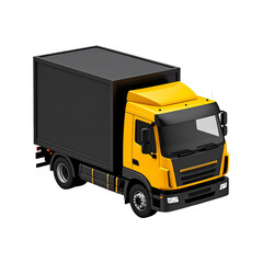 Isometric 3D Icon of Yellow black Cargo Delivery Truck
