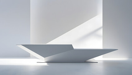 Futuristic White Minimalist Podium in Natural Light