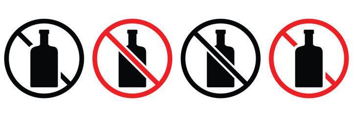 No Alcohol Vector Icon &ndash; Prohibited Drink Symbol for Warning and Restriction Signs