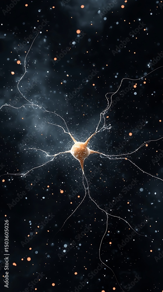 Poster scattered particle threads forming magnetic core in dark space
