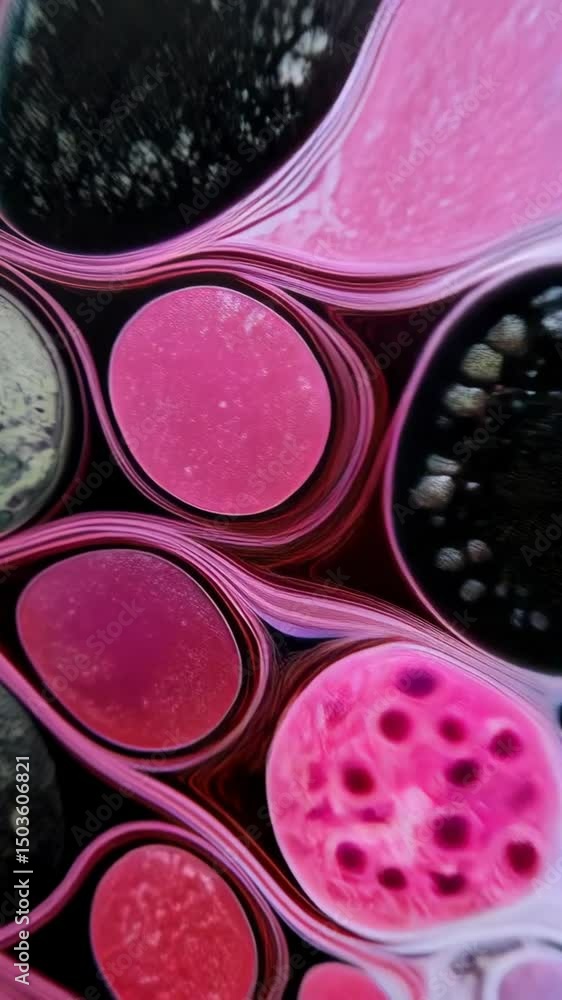 Poster abstract cellular pattern featuring mixed pink and black colors with soft blending for backgrounds o