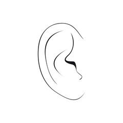 Detailed Line Drawing of a Human Ear in Profile View