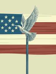 flag of usa, dove and usa flag, july fourth background