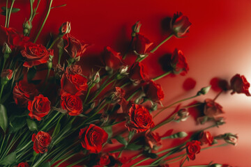 red tulips, ower arrangement, home decoration, romantic flowers, wedding decor, red background