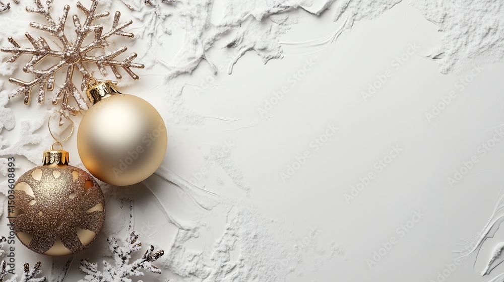 Aufkleber elegant christmas card template featuring golden ornament and snowflake design with generous white s