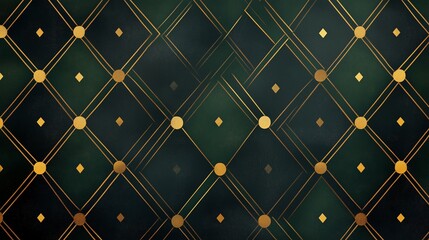 Dark green argyle pattern with gold accents, stylish christmas background
