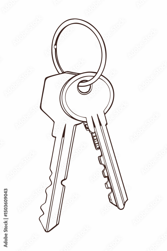 Poster black key outline designed for security concepts and illustrations in various projects