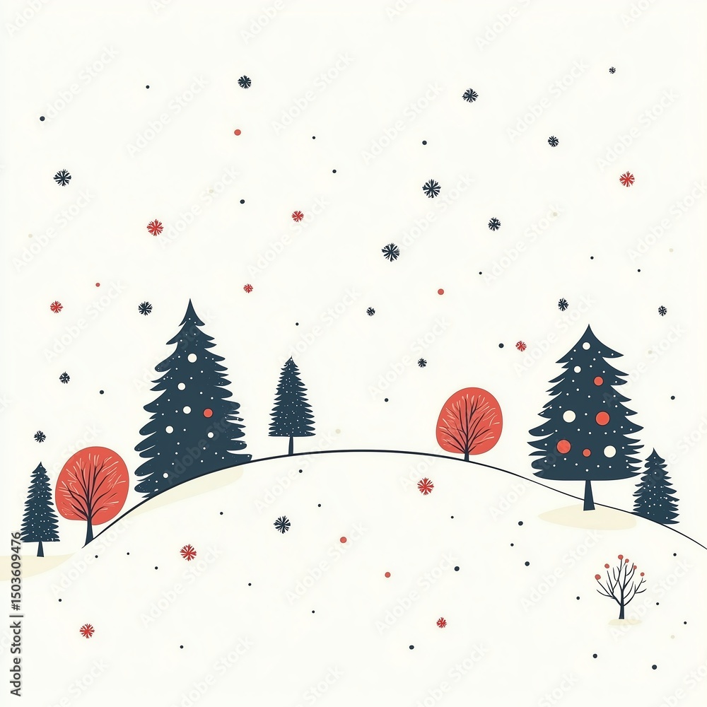 Poster minimalist vector christmas card with clean design and text space