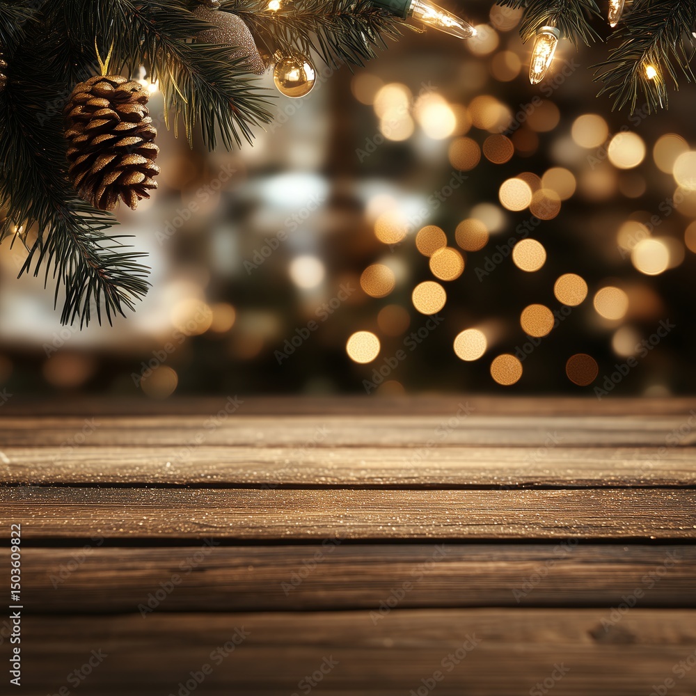Poster soft blurred christmas background with empty foreground - ideal for product mockups