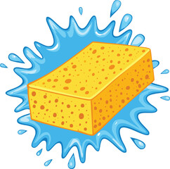 sponge with splash water vector