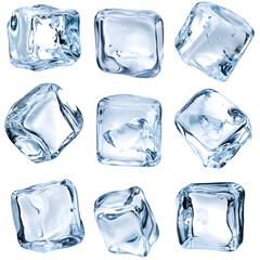 Obraz premium Collection of ice cubes, isolated on white background