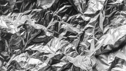 Crinkled silver foil texture abstract background