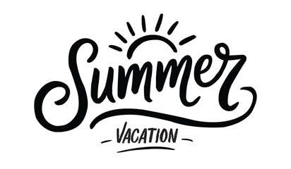 Brush lettering composition of Summer Vacation Vector illustration. Hand lettering Summer text vector. greeting card, banner, badge, invitation, print, tee, shirt. Typography text lettering Summer  © Mizanur