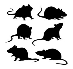 mouse rat silhouette set vector