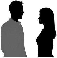 silhouettes of a man and woman in profile facing each other