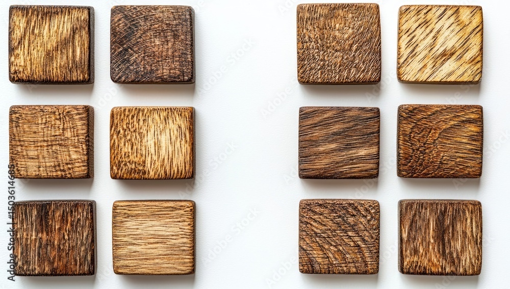 Poster square wooden blocks arranged in a grid pattern.