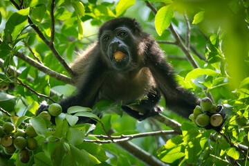 Howler monkey eating fruits
