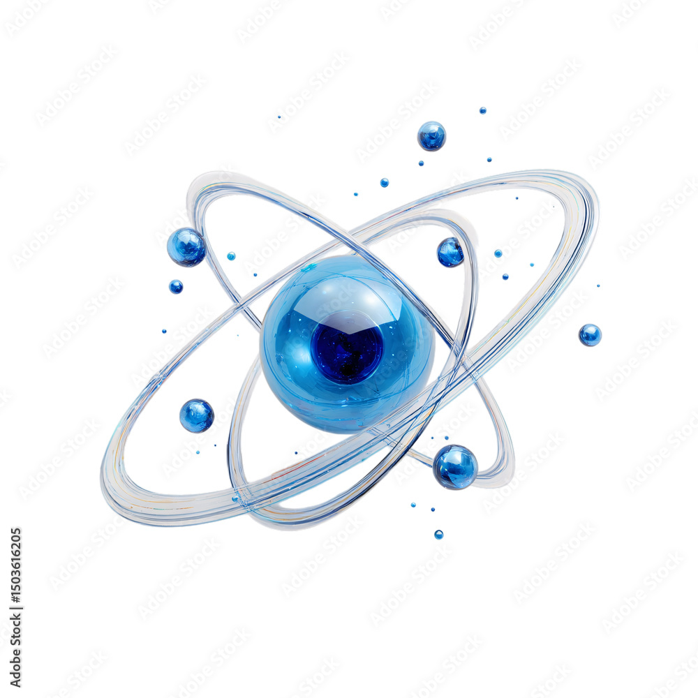 Aufkleber abstract atom model 3d render isolated on transparent background