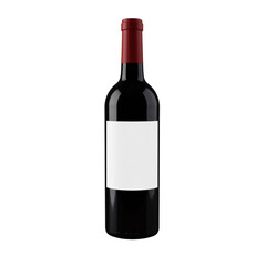 Minimalist wine bottle with blank label, modern elegant design, high-resolution png with transparent background, perfect for branding customization..