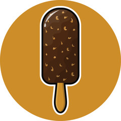 Vector illustration of a chocolate ice cream topped with sweet cashew nuts